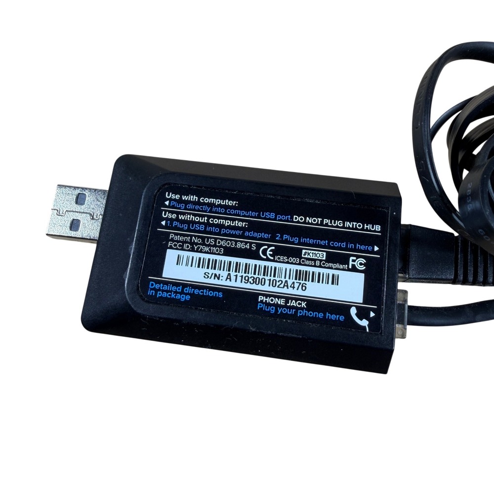 magicJack VoIP Phone Adapter Black USB Ethernet RJ11 Home Phone Internet - Picture 2 of 5